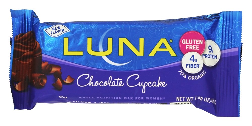 LUNA Bar Chocolate Cupcake bar, protein-packed portable snack for any time.