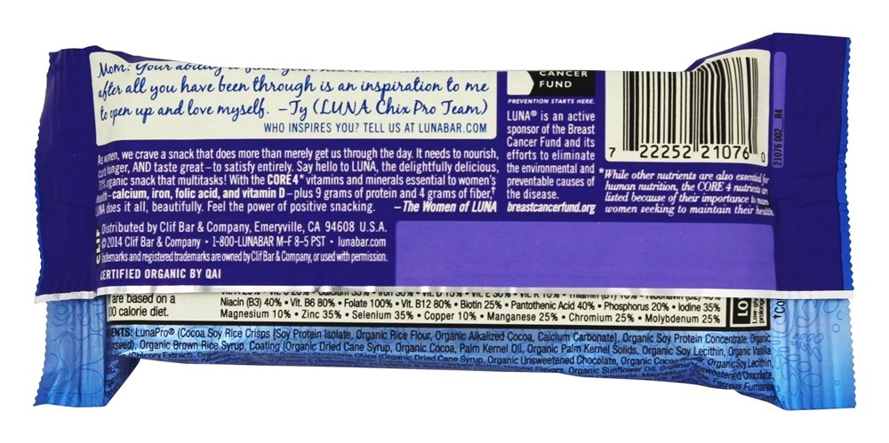 LUNA Bar Chocolate Cupcake on-the-go snack fits in a bag or desk.