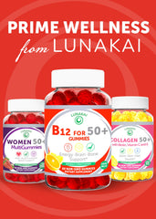 Lunakai B12 gummies 50+ lifestyle shot for daily energy and routine