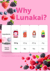 Lunakai berry-flavored chewables for convenient daily gut health.