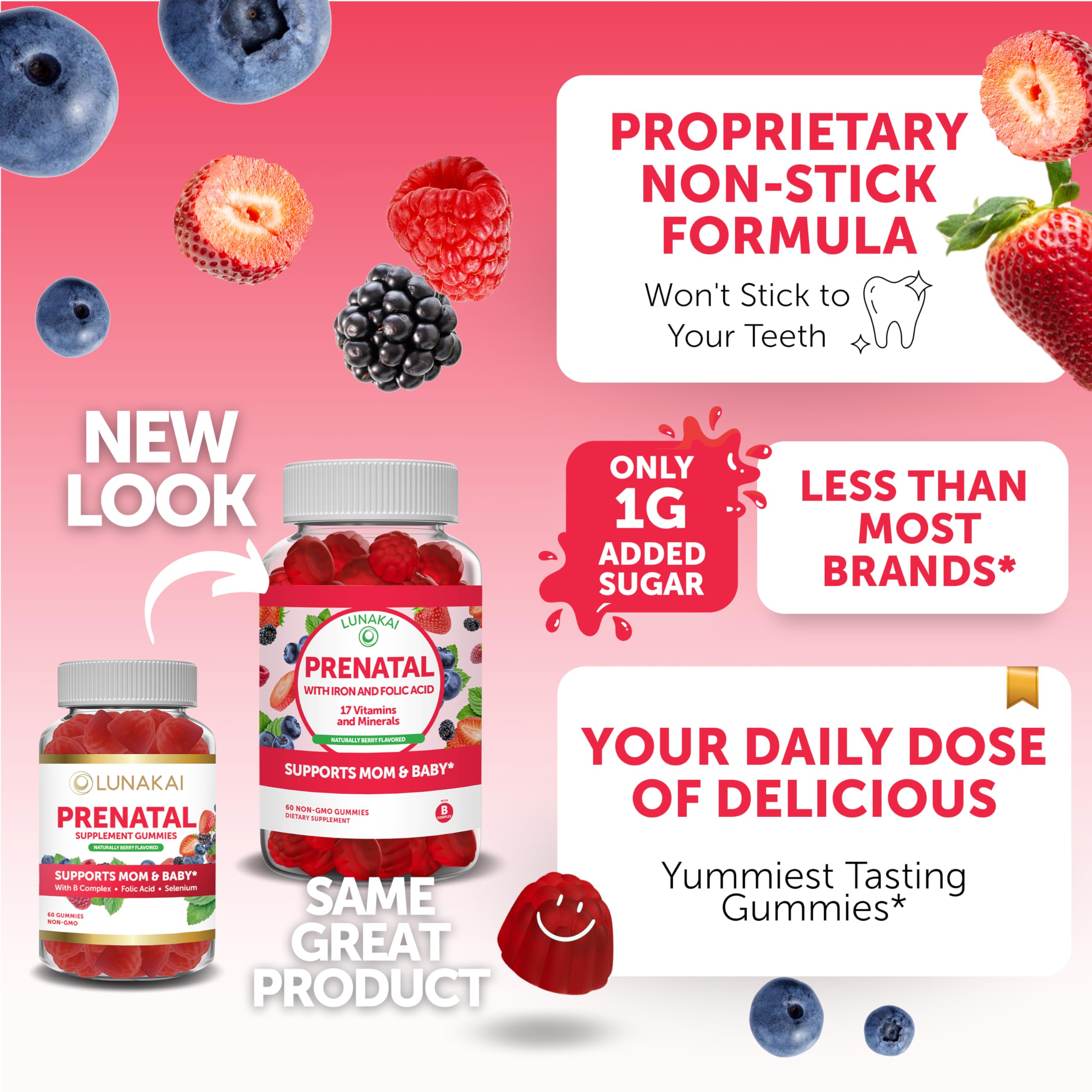 Lunakai biotin gummies ingredients label, shows 5000 mcg Biotin