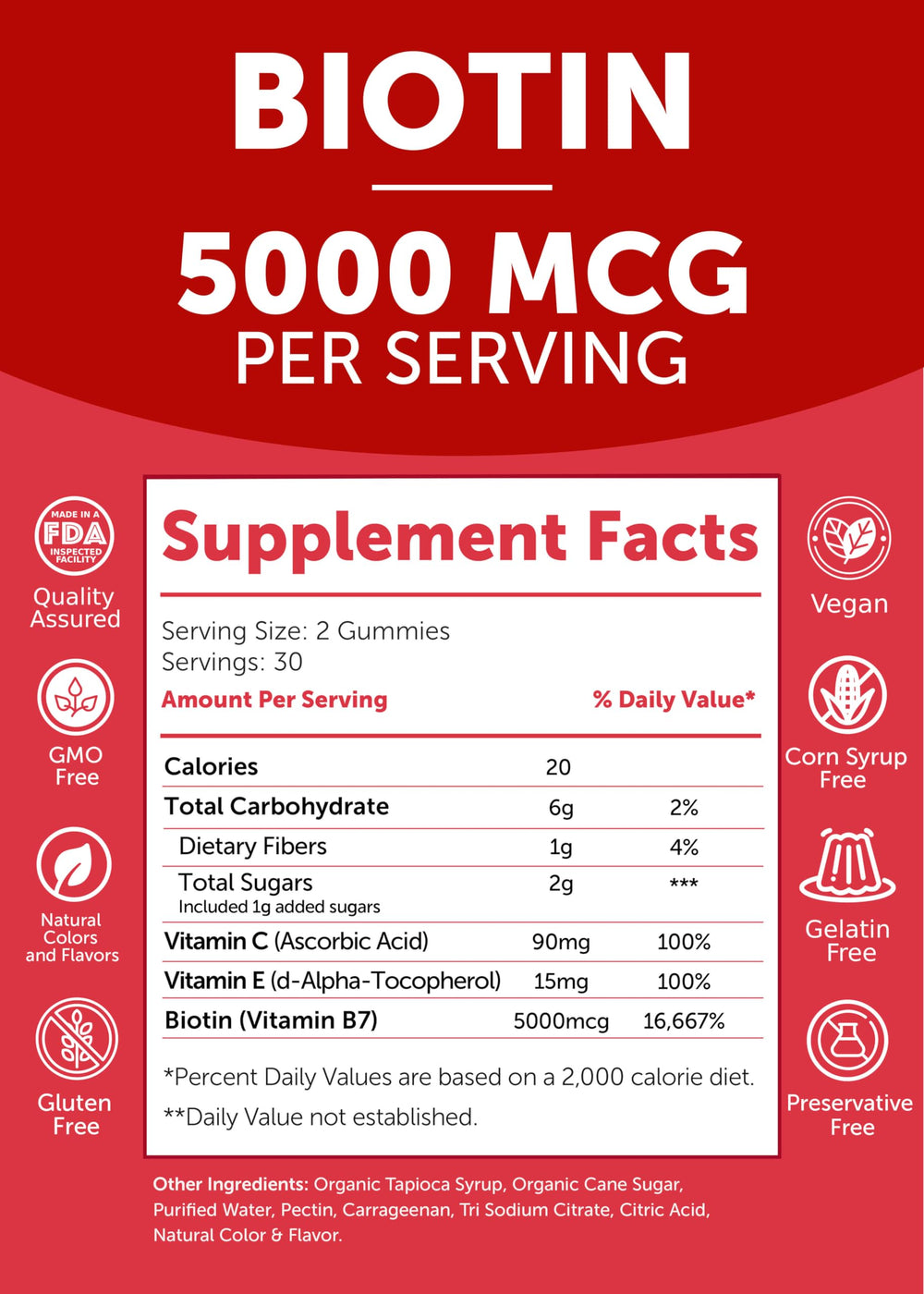Serving spoon with Lunakai biotin gummies showing low-sugar formula.