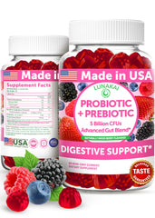 Lunakai bottle with berry-flavored probiotic gummies for daily gut support.