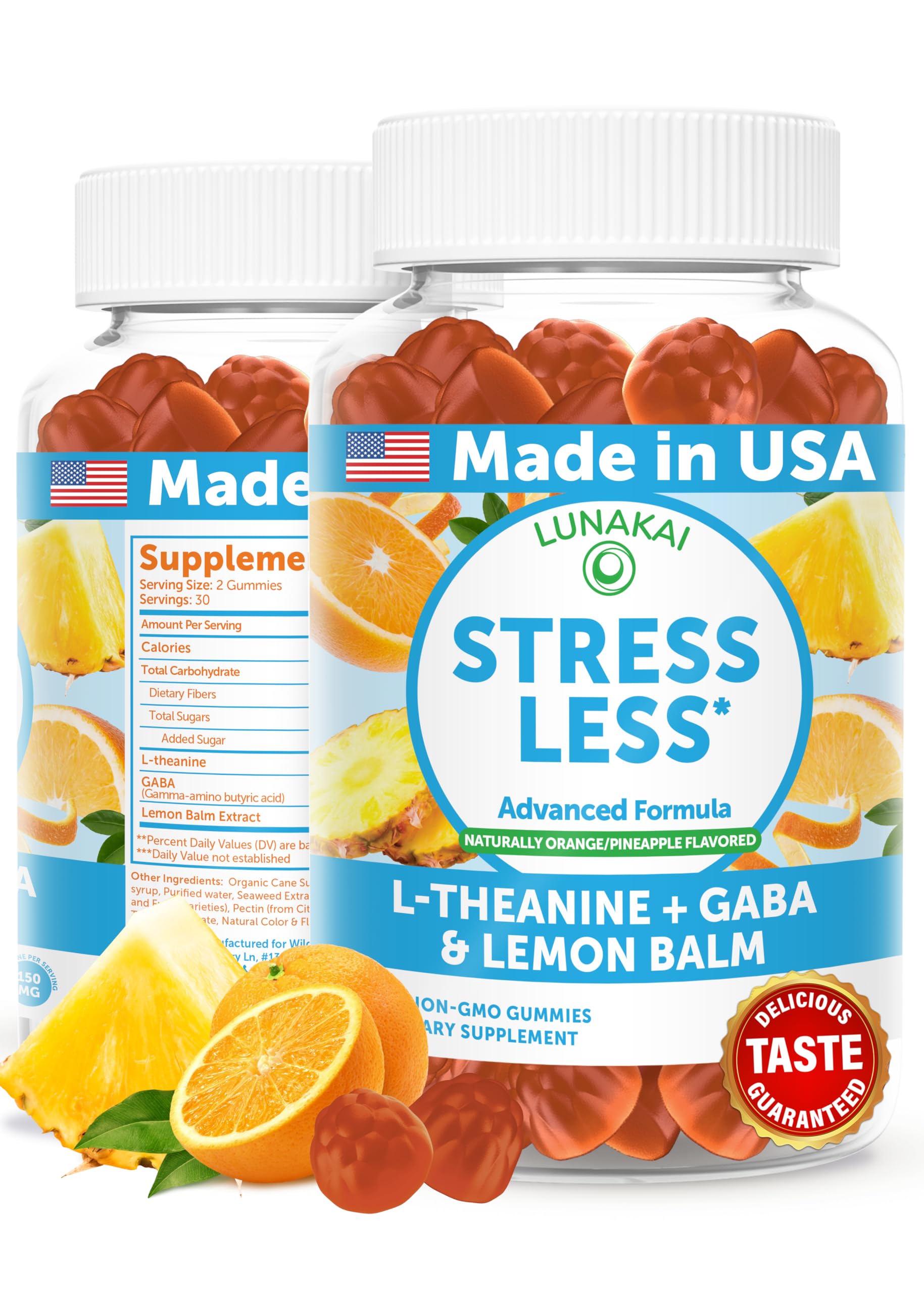 Lunakai Calm Gummies bottle front for daily relaxation support