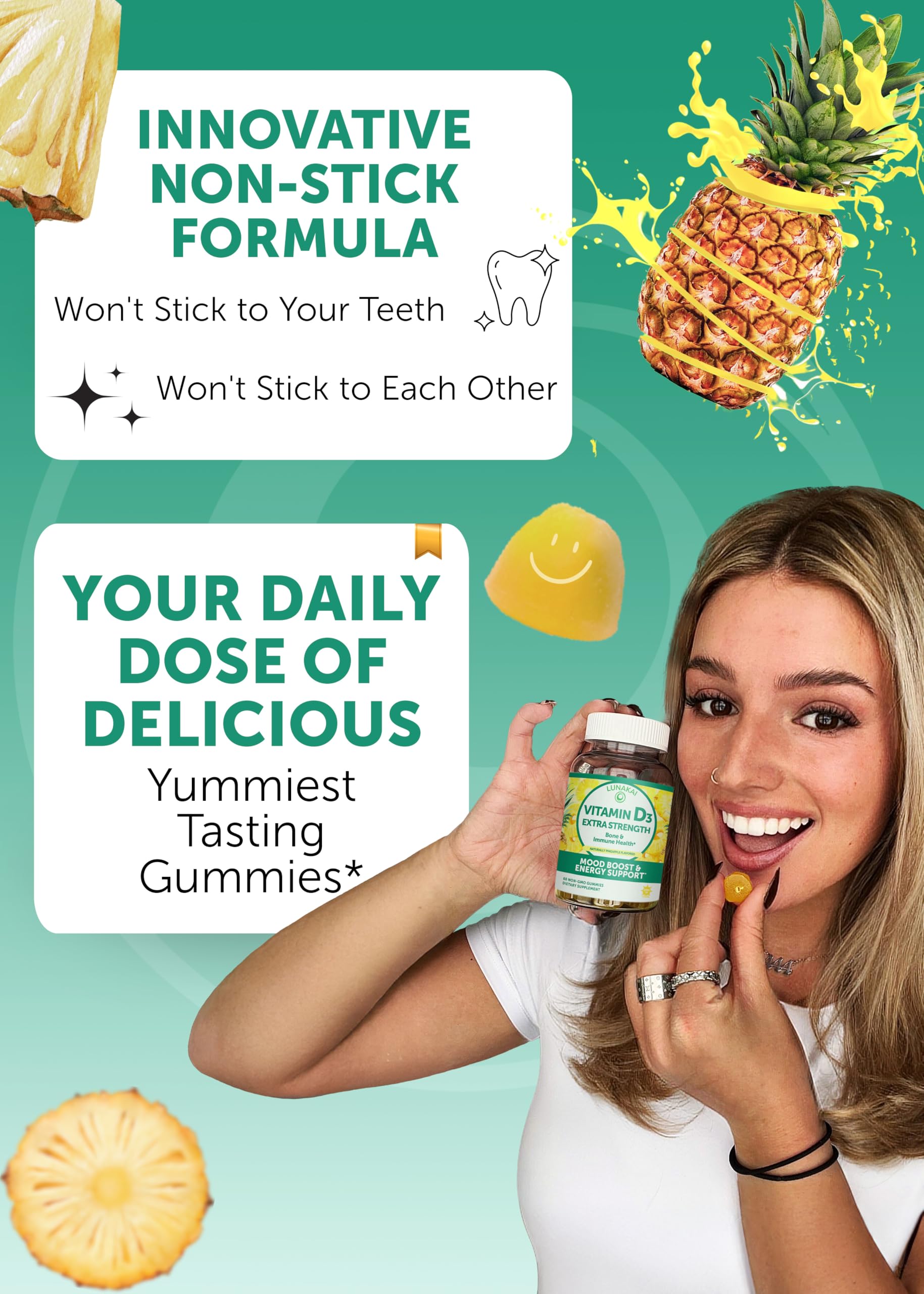 Lunakai Collagen D3 Gummies packaging with brand logo and premium look
