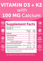 Lunakai D3 K2 Calcium Gummies close-up texture suggests chewable convenience.