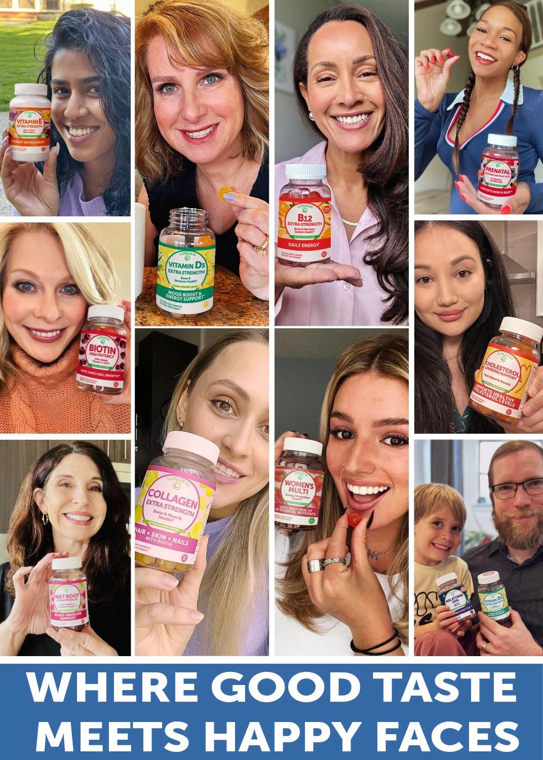 Lunakai elderberry gummies ingredient panel notes non-GMO ingredients and vitamins.