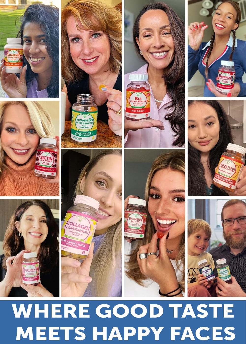Lunakai elderberry gummies ingredient panel notes non-GMO ingredients and vitamins.
