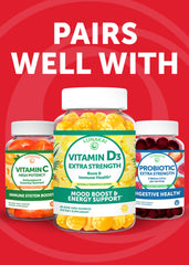 Gummies bottle open, showing easy serving and portability