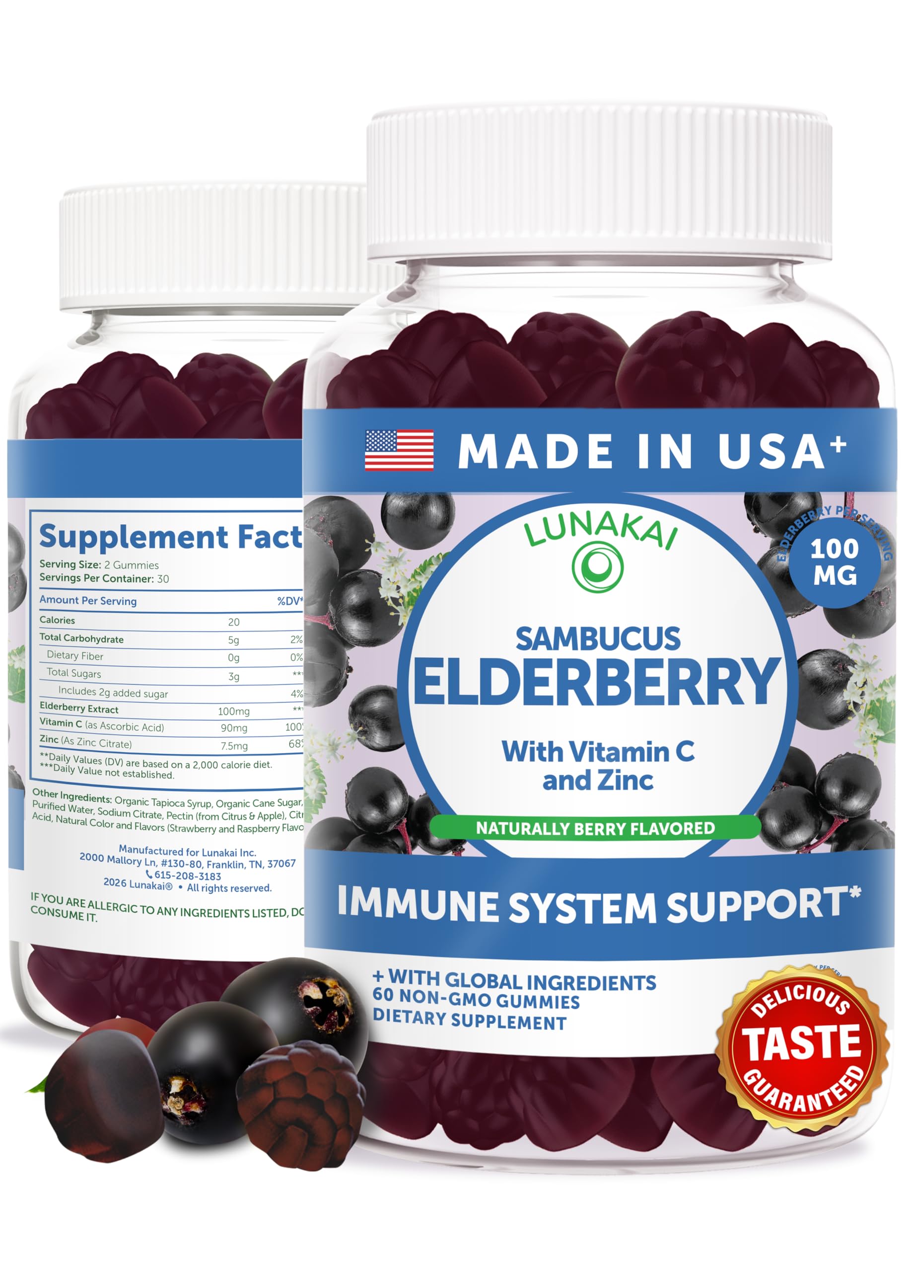 Lunakai immune gummies bottle front shows labeling and product name for easy recognition.
