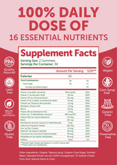 Ingredient blend includes Vitamin C, Vitamin E, zinc and biotin for beauty nutrition.
