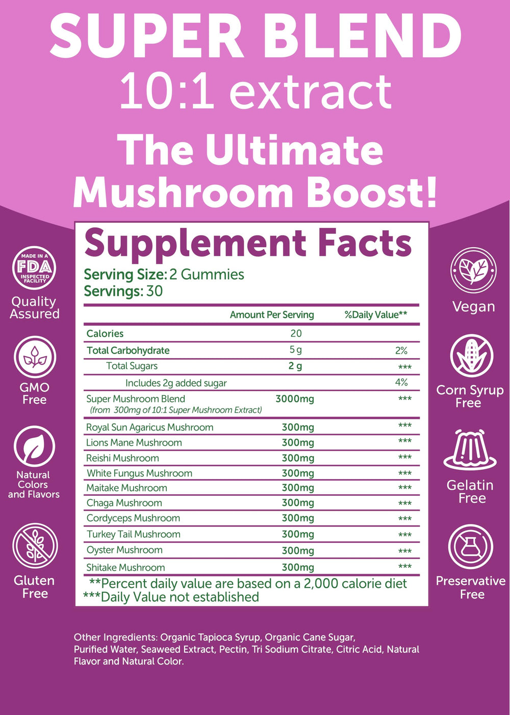 Lunakai label highlights the 10-mushroom blend