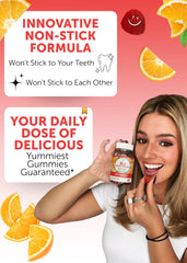 Lunakai orange-flavor gummies close-up shows vibrant citrus chew.