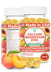 Lunakai peach-flavored gummies bottle for tasty daily bone and immune support.