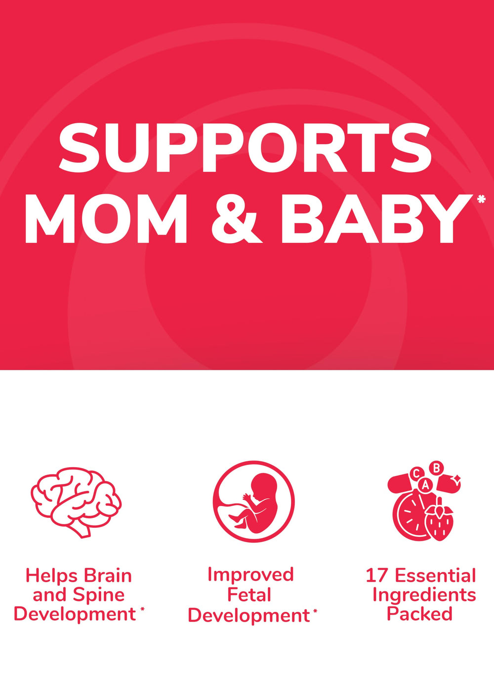 Lunakai Prenatal ingredients chart image outlines 17 essential nutrients included.