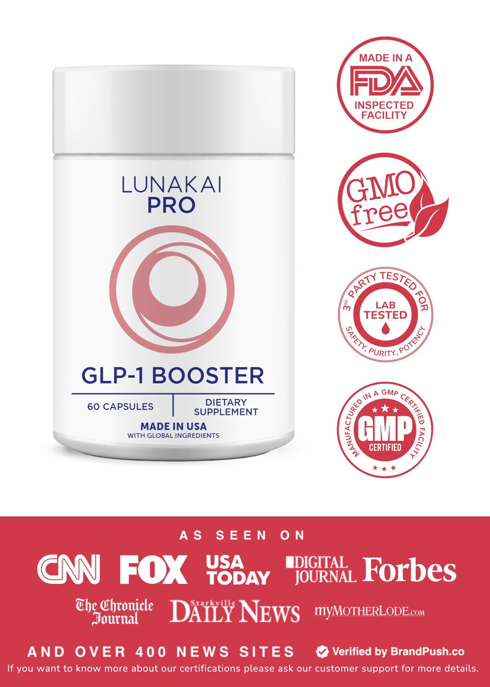 Lunakai PRO GLP-1 capsules for daily use on a clean surface