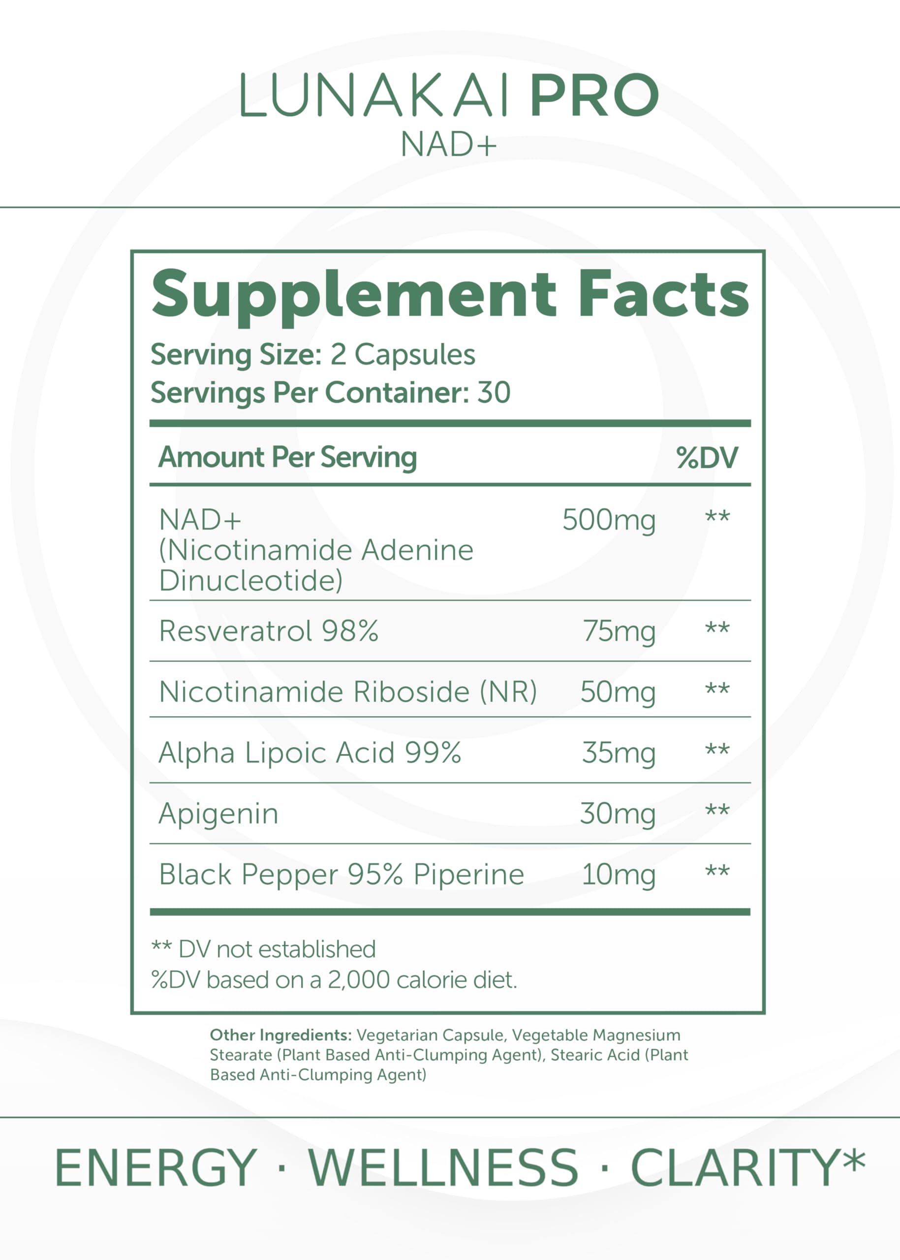Lunakai PRO NAD capsules being poured for a convenient daily dose.