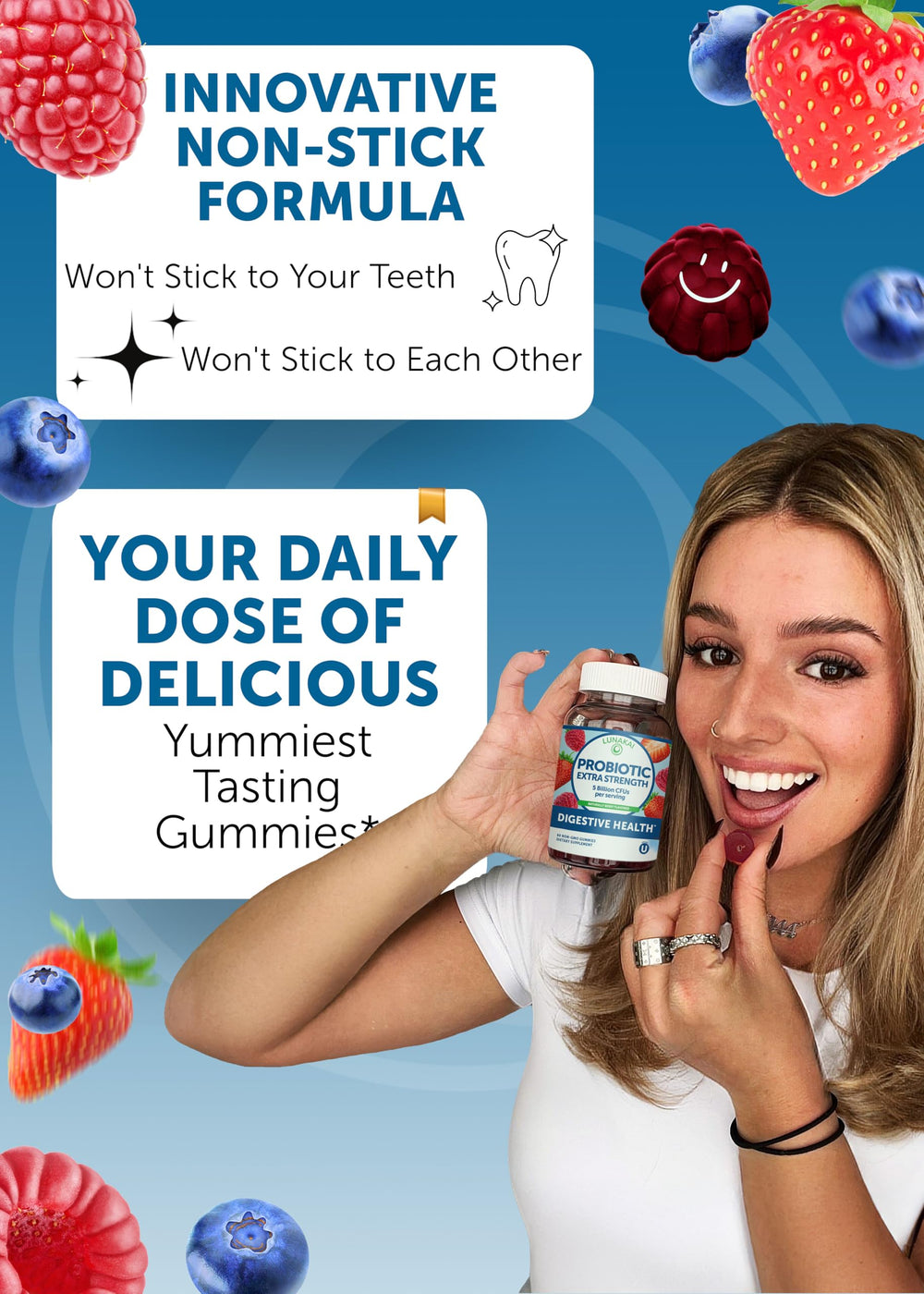 Lunakai gummies vegan and gluten-free label visible on front.