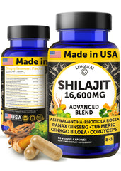 Lunakai pure Shilajit capsules bottle ready for daily energy and wellness support.