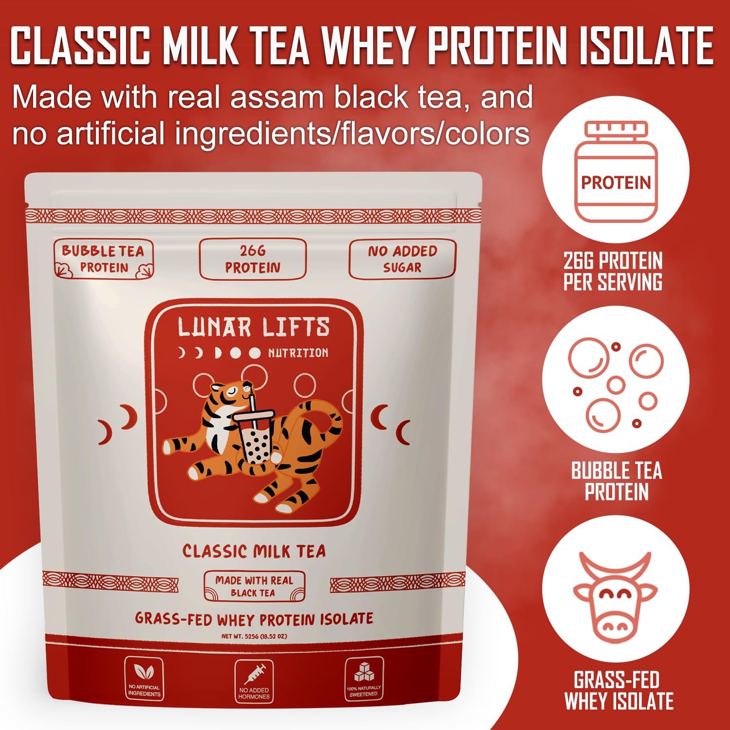 Lunar Lifts Nutrition Assam black tea flavor leaves showcase authentic taste
