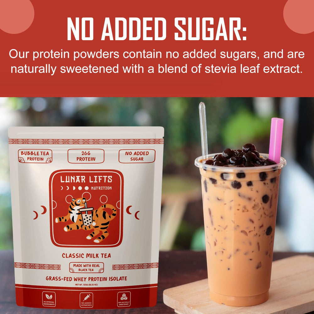 Lunar Lifts Nutrition easy mix powder dissolving smoothly in milk