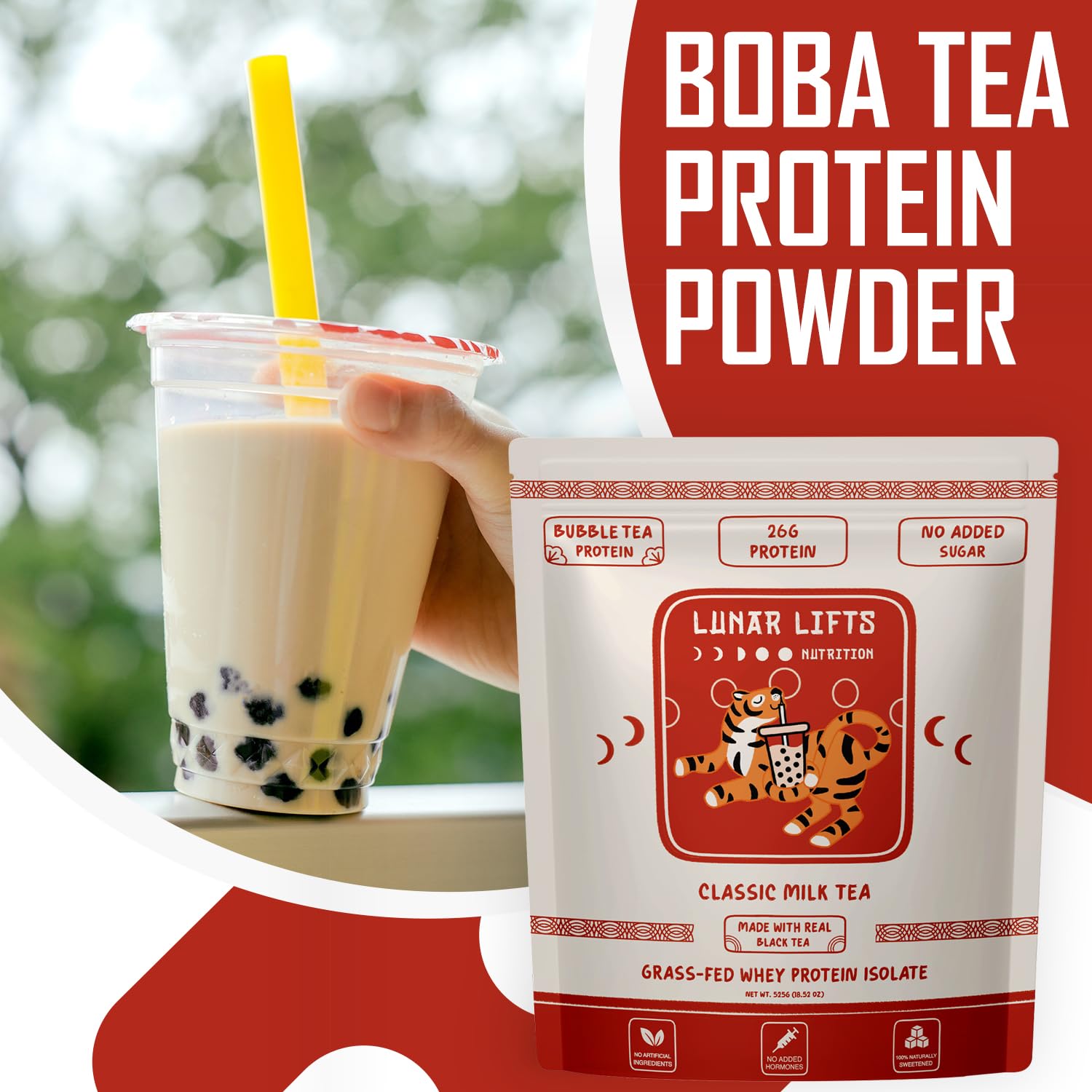 Lunar Lifts Nutrition No Added Sugar label emphasizes clean flavor