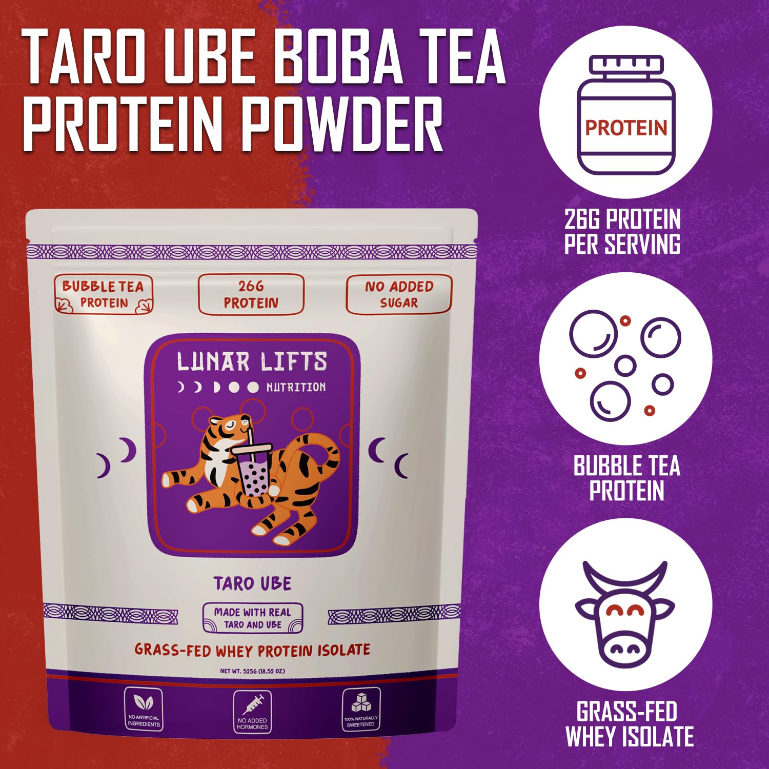 Lunar Lifts real-taro-ube flavor swirls like bubble tea in powder form.