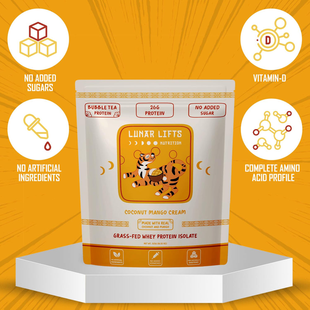 Lunar Lifts Coconut Mango Cream ingredients closeup with real fruit cues.