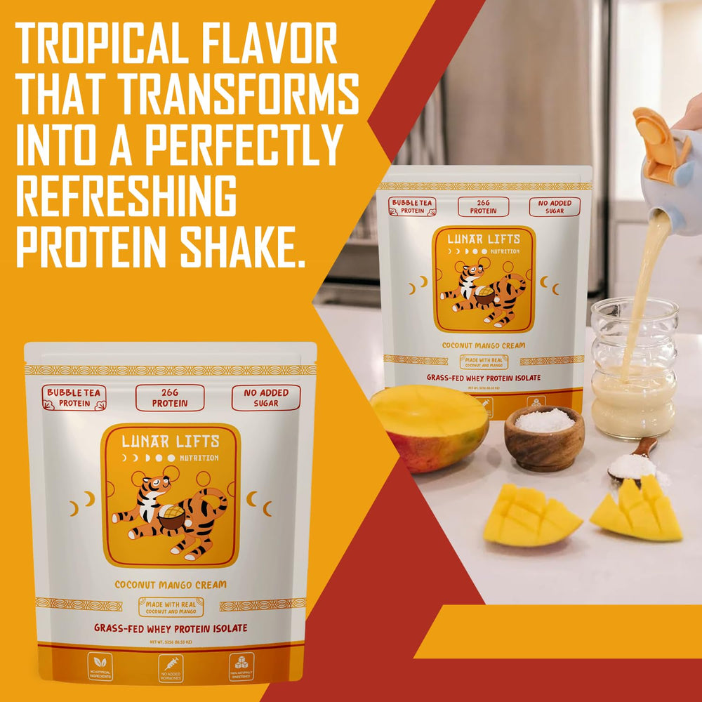 Lunar Lifts natural flavor coconut mango closeup emphasizing real extracts.