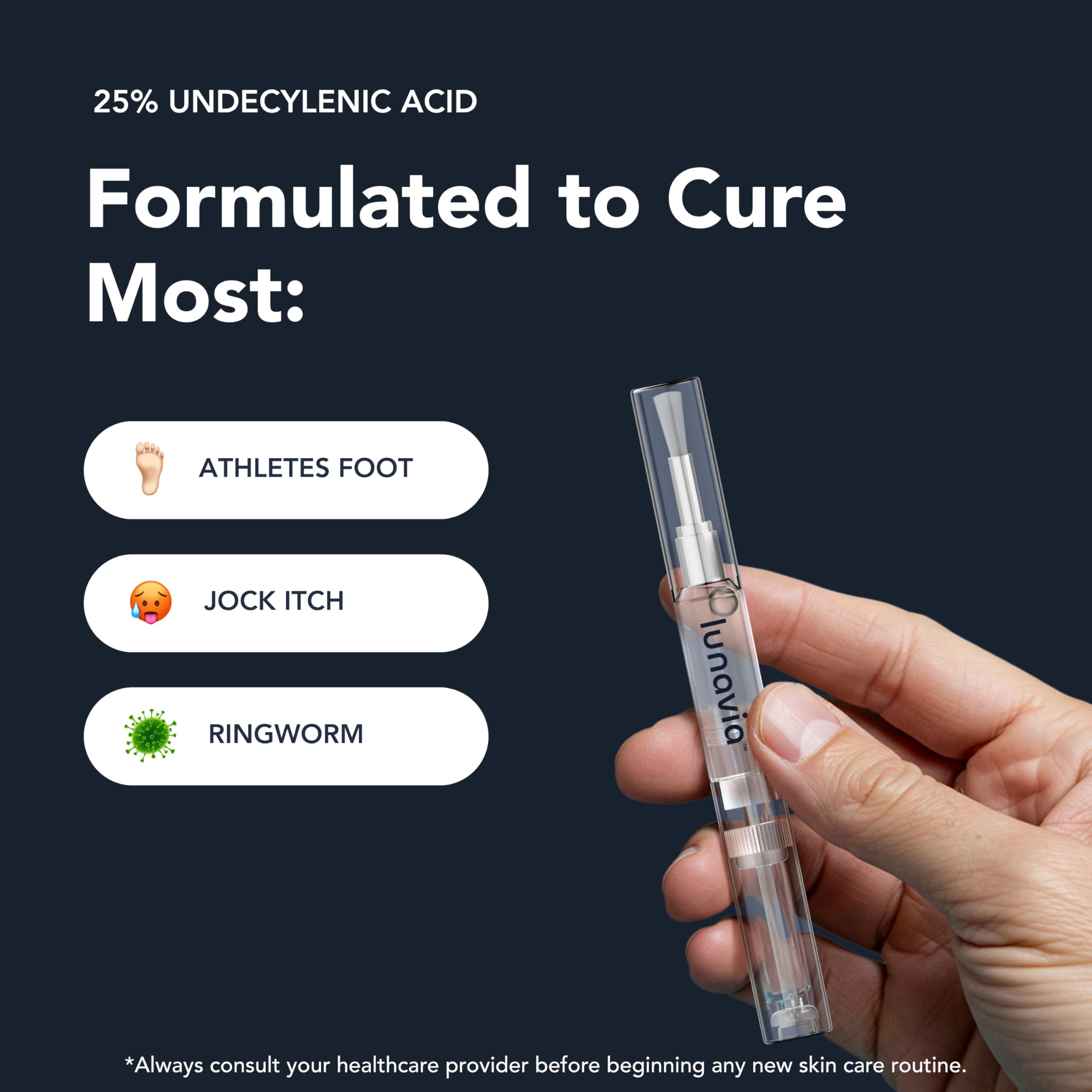 Lunavia Antifungal Pen twist-pen delivers precise, mess-free application.