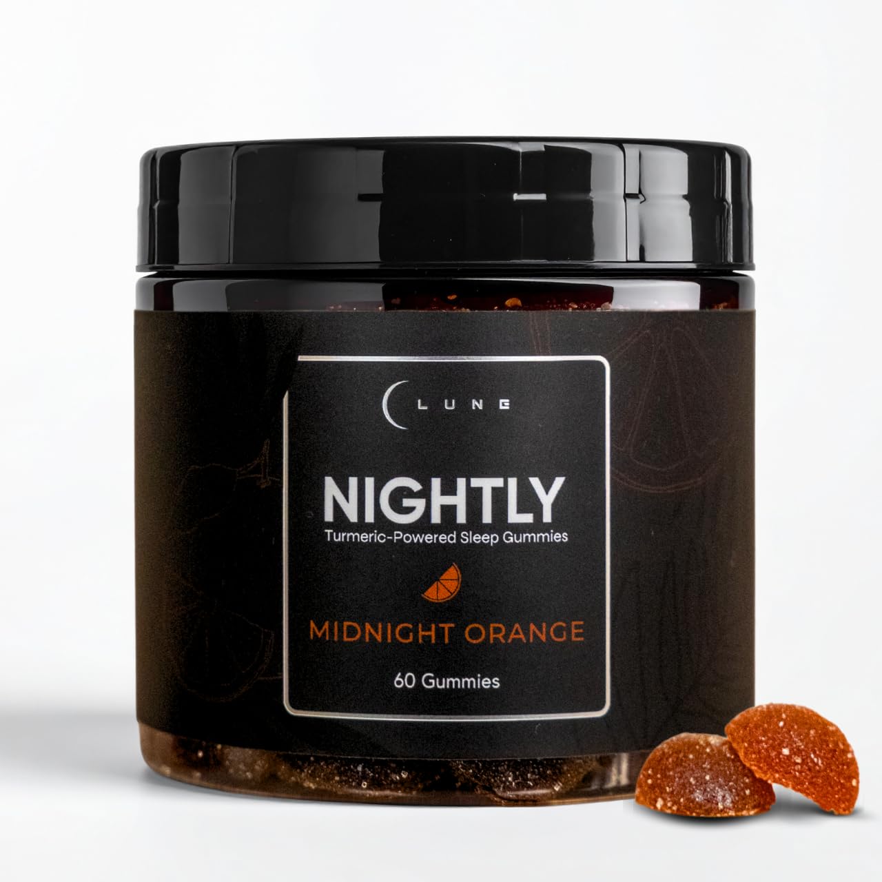 Lune Nightly bottle front view showing extended-release melatonin gummies for smoother sleep