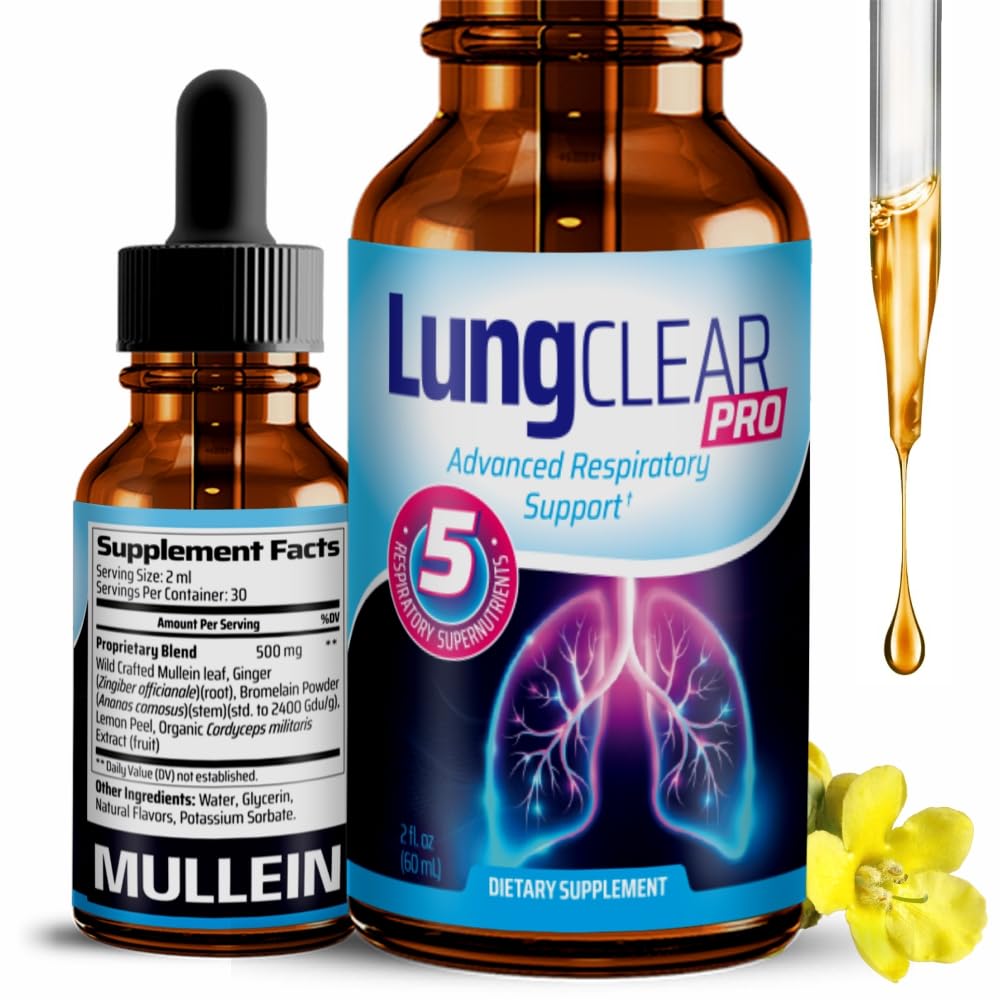 Lung Clear Pro bottle with dropper ready for natural lung support.