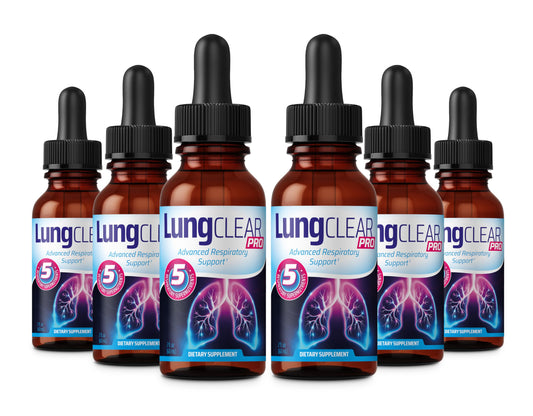 Lung Clear Pro bottle of mullein drops, signaling natural lung support for daily comfort.