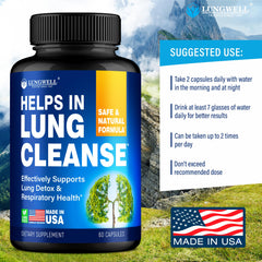 Lungwell vitamin C and D3 enhances antioxidant support for lungs during daily activities.