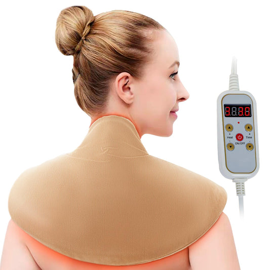 LUNI LAX large neck-shoulder heating pad covers neck and shoulders with warm comfort.