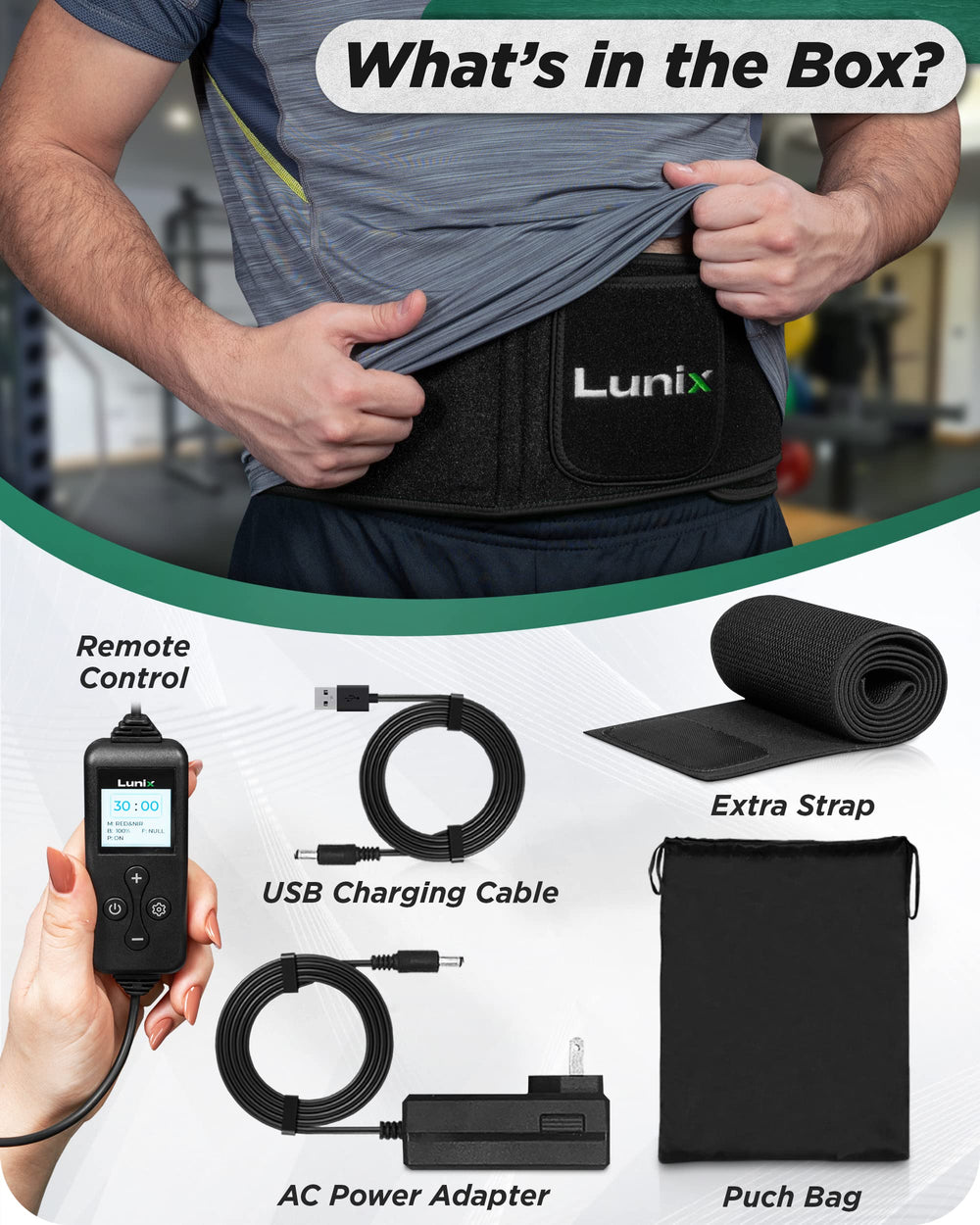 Remote control and simple adjustments on the Lunix LX16 belt.