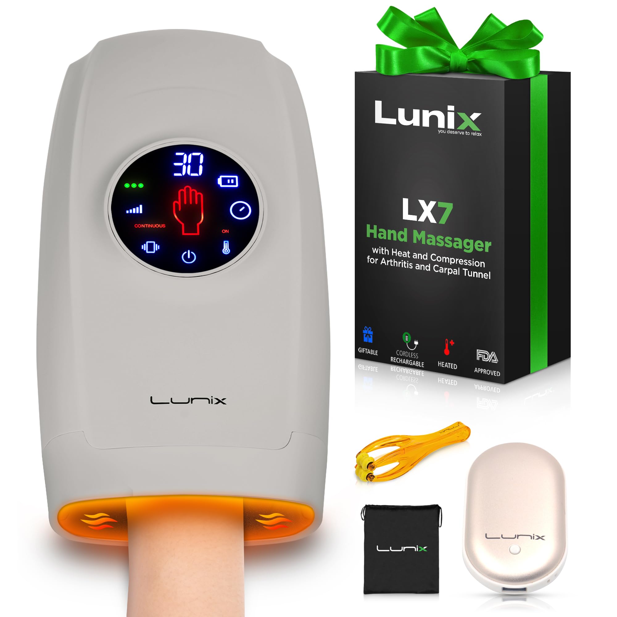 Lunix LX7 hand massager cordless in use offering portable relief during work