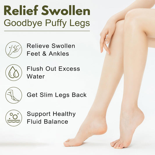 Lunza swollen feet relief capsules closeup highlights natural diuretic formula for edema relief.