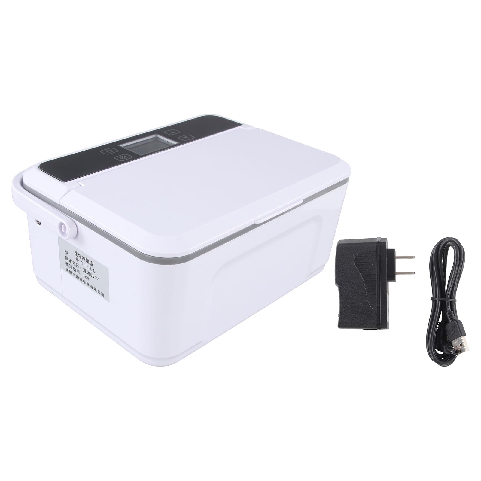 Luqeeg insulin cooler being charged via USB for continuous operation.