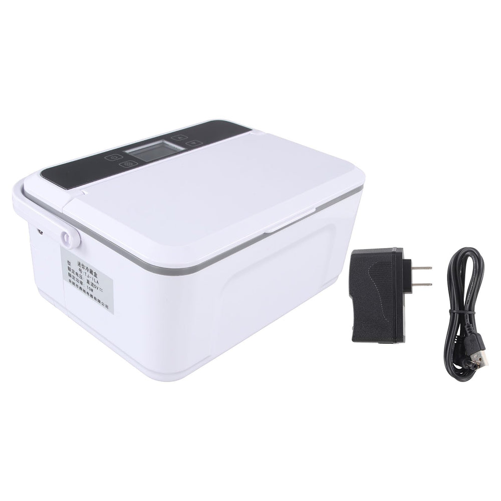 Luqeeg insulin cooler being charged via USB for continuous operation.