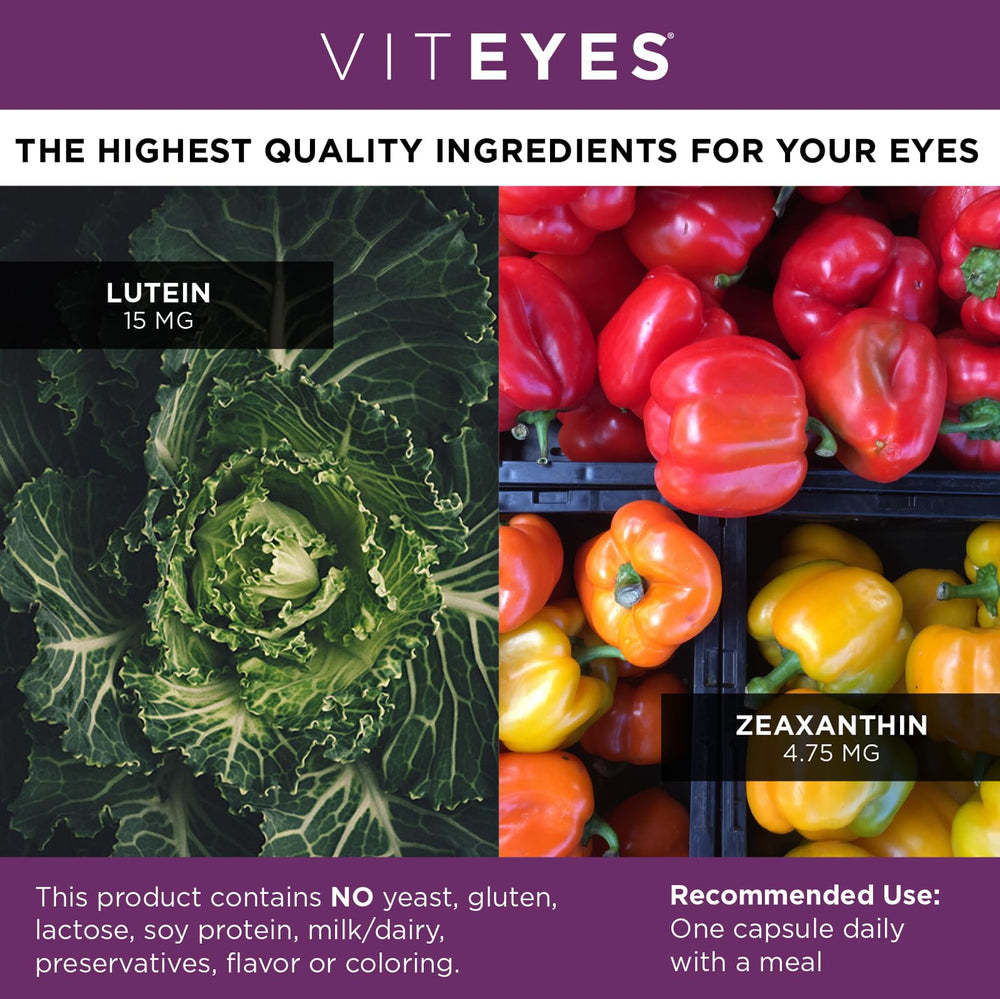 Lutein-zeaxanthin macula center visualization with Viteyes branding