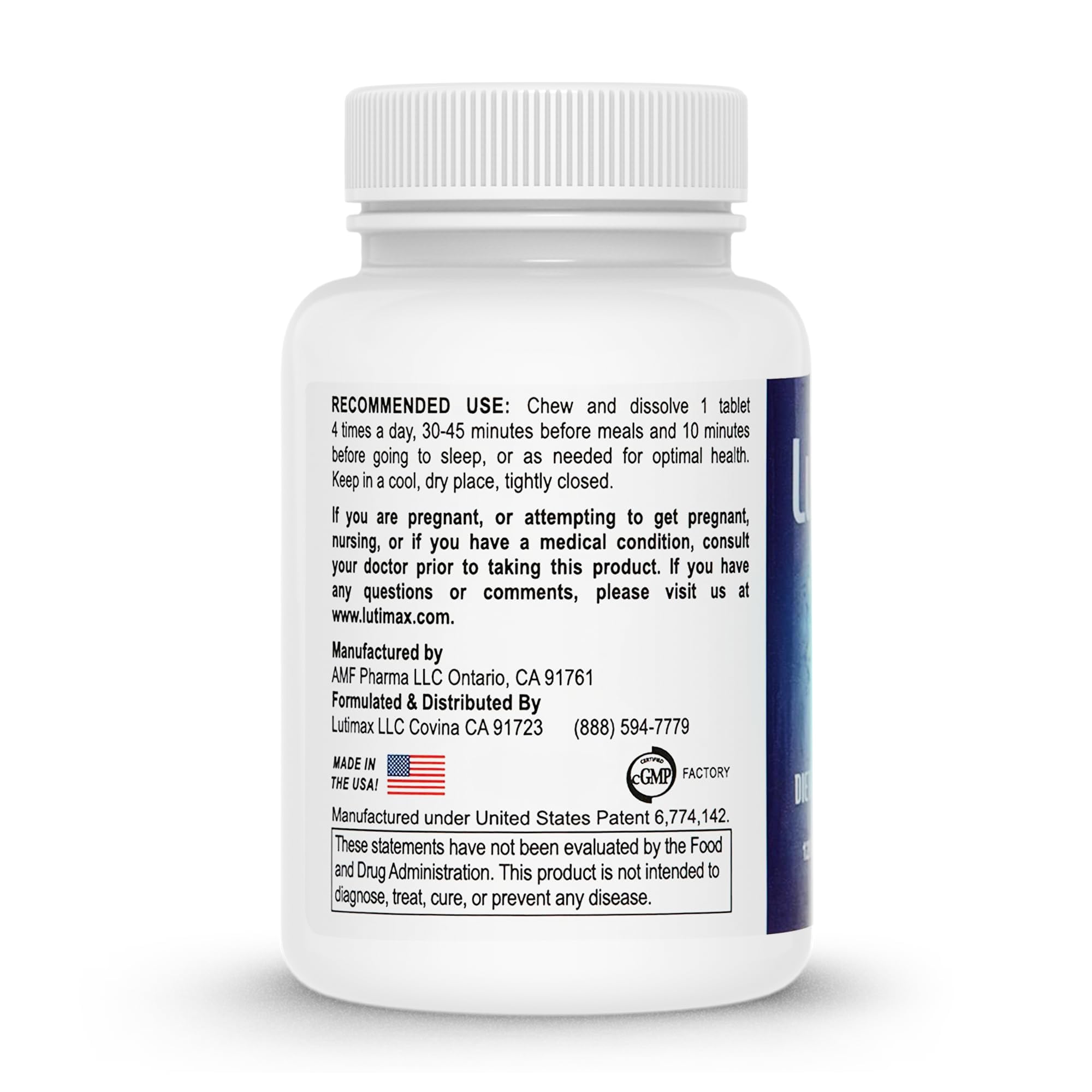 Luti Lutimax ingredients showcase rutin and luteolin for absorption benefits.