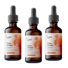 LUV health Flow Drops vegan keto label highlights dietary compatibility.
