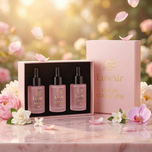 LuvAir floral 30ml bottle for waterless diffusers delivering a long-lasting floral aroma