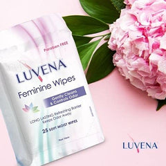 Luvena wipes closeup—cucumber scent for a refreshing cleanse.
