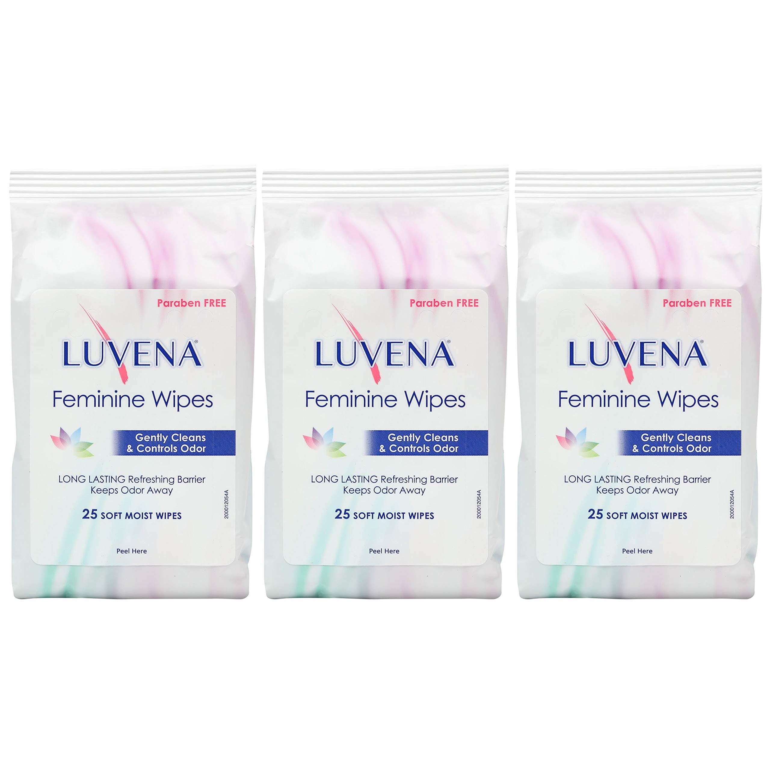 Luvena feminine wipes pack—25 count—for on-the-go refresh.