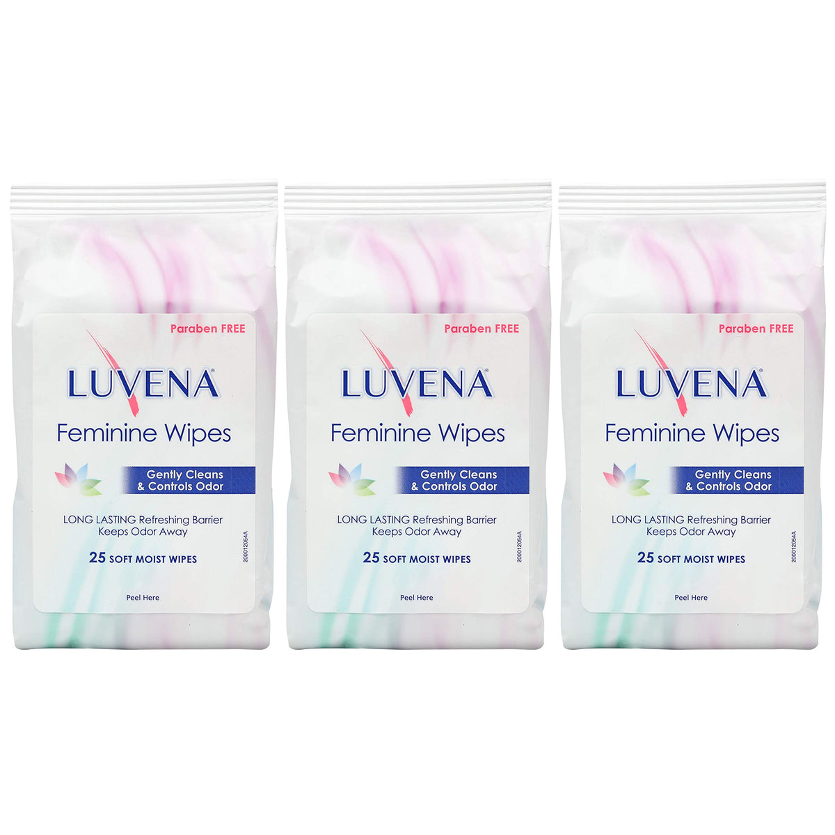 Luvena feminine wipes pack—25 count—for on-the-go refresh.