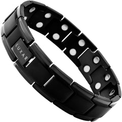 Luxar men's titanium magnetic linked bracelet in brushed black for everyday style