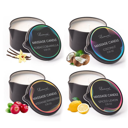 Luxmasa massage candle four-scent gift set for an at-home spa night.