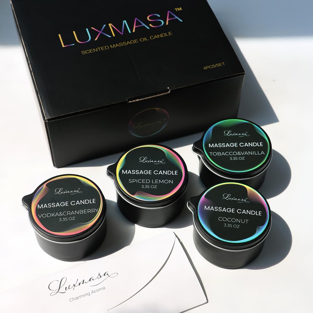 Luxmasa wax massage oil ready to pour after lighting.